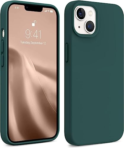 Image of DIZORO Compatible with iPhone 13 Case, Liquid Silicone Case, Full Body Protective Cover, Shockproof, Slim Phone Case, Anti-Scratch Soft Microfiber Lining, (6.1 inch Forest Green)