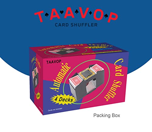 Taavop Card Shuffler 2-4 Deck Automatic, Battery-Operated Electric Card Shuffler Machine For Uno/Poker/Playing Card #TOP7