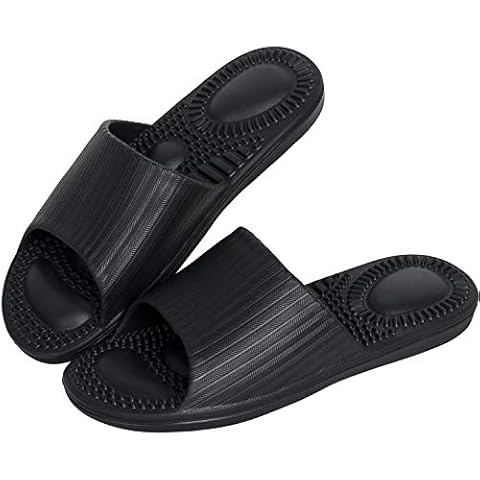 GuanZo Shower Sandal Slippers, Foot Massage Bathroom Non-Slip Slippers, House and Pool Sandals, in-Door Slipper for Gym (Black, numeric_9) Cover