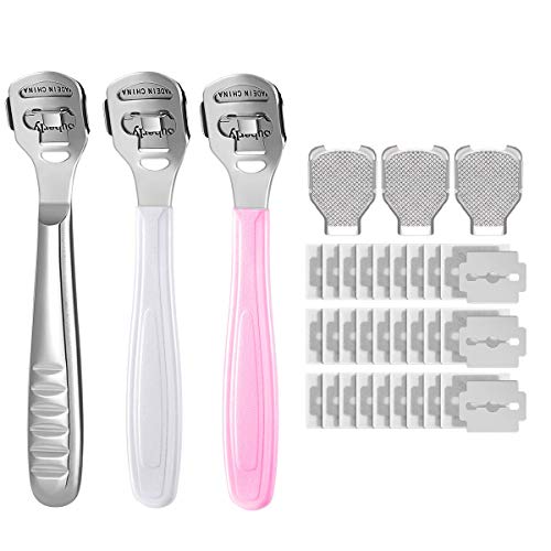 3 Sets (36 PCS) Callus Remover for Feet, Foot Callus Shaver Heel Hard Skin Remover For Hand Feet Pedicure Razor Tool Shavers with 30 Replacement Slices, 3 Callus Shavers and 3 Foot File Heads