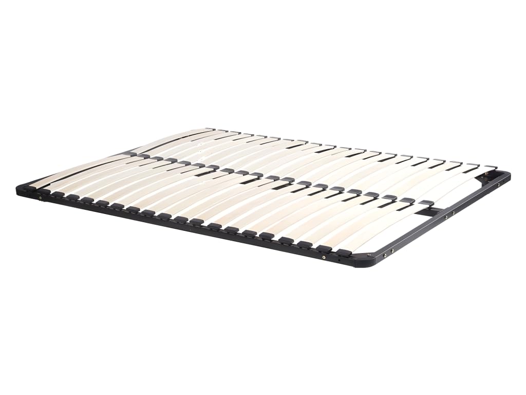 Vente-unique - Lit avec chevets 160 x 200 cm - 2 tiroirs - avec LEDs - Coloris : Naturel et Anthracite + Sommier - FRANCOLI