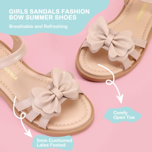 Image of PANDANINJIA Girls Sandals, Open Toe Cute Bow Princess Girls Flats, Sparkly Summer Dress Shoes Sandals for Toddler /Little Kid /Big Kid
