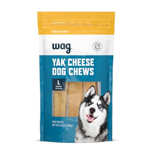 Amazon Brand - Wag Yak Cheese Himalayan Dog Chews Dog Treats for Large Size Dogs All Natural High Protein for Aggressive Chewers 35-55 lbs 3 Count 9.9 oz
