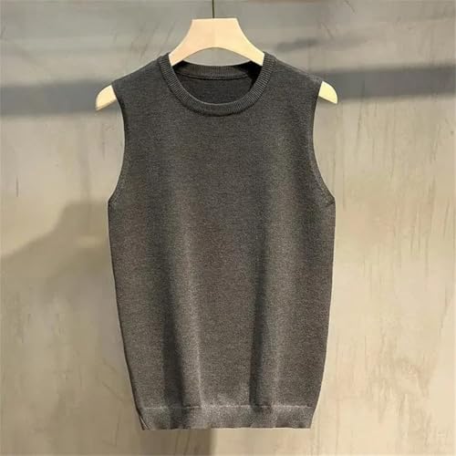 Man Business Crewneck Waistcoat Knitted Sweaters for Men Sleeveless Round Collar Solid Color Vest2