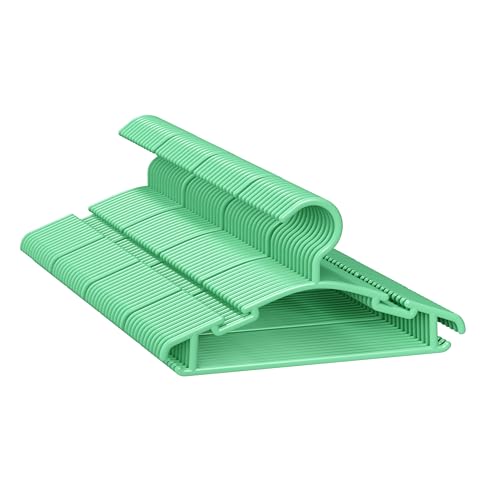 Image of GoodtoU 50 Pack Baby Hangers Kids Plastic Hangers for Closet Kids Plastic Hanger Toddler Infant Nursery Child (Green)