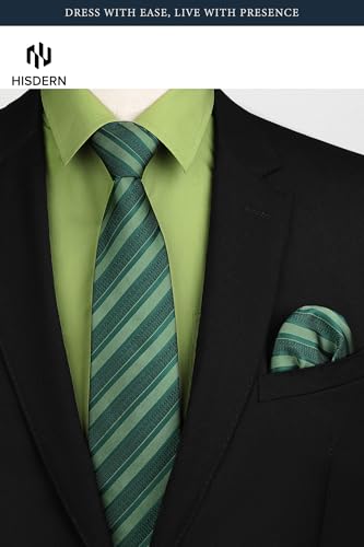 Image of HISDERN Mens Dress Shirt with Tie Pocket Square Set Classic Button Down Shirt Matching Tie Long Sleeve Shirts