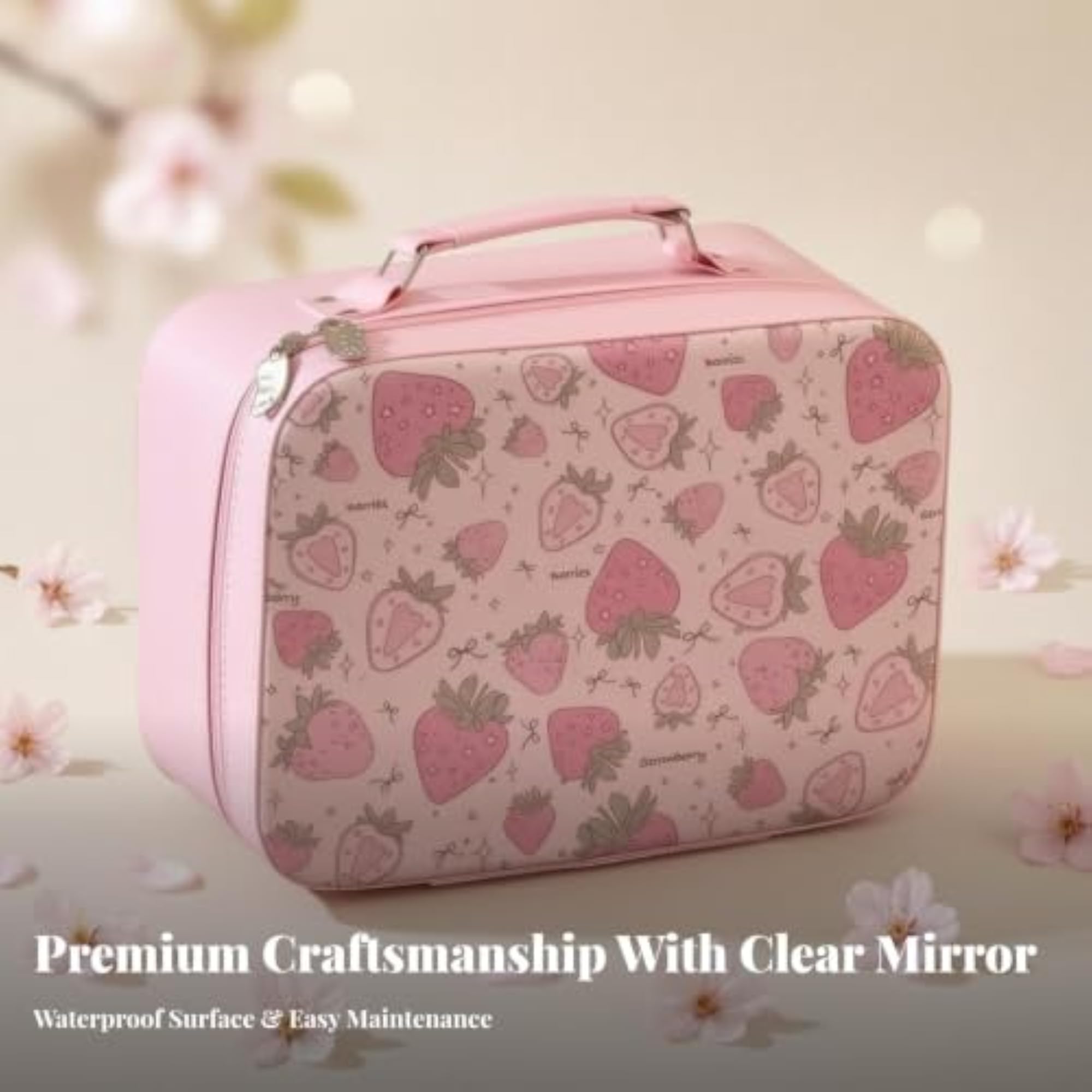 Portable Cosmetic Case with Mirror, Makeup Bag for Travel