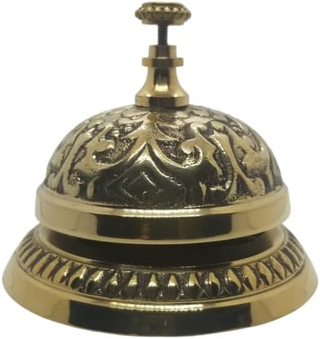 UDL Solid Brass Victorian Style Desk Call Bell Desktop Ring Service Counter Bell Hotel Reception Bell 3 1/4"(D) 2 3/4"(H)