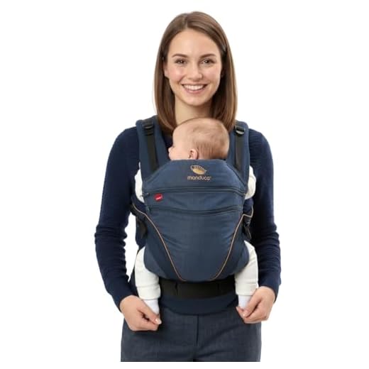 manduca XT > < Marsupio e porta bebè ergonomico con sedile regolabile per neonati dalla nascita & bambini fino a 20 kg, cotone biologico (denimblue-toffee)