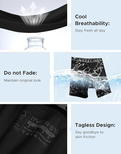 INNERSY Men's Bamboo Viscose Boxer Briefs Breathable Moisture Wicking Underwear 4-Pack4