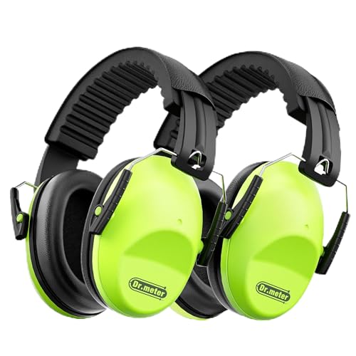 Dr.meter Ear Defenders Children, Kids Ear Defenders SNR 27.4dB Noise Cancelling Headphones for Kids Autism Sensory, Adjustable Headband, Hearing Protection for Fireworks Monster Truck Green + Green