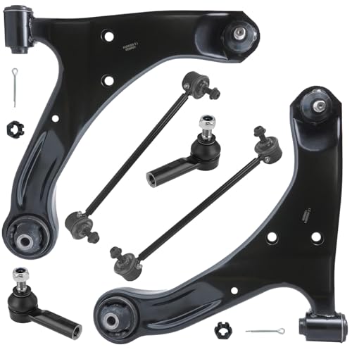 Image of Detroit Axle - 6pc Front End Kit for 2006-2013 Suzuki Grand Vitara, 2 Lower Control Arms with Ball Joints 2 Sway Bars 2 Outer Tie Rods 2007 2008 2009 2010 2011 2012 Suspension Replacement