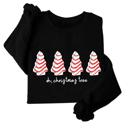 Image of TONGCHEN Oh Christmas Tree Holiday Sweatshirt for Women Christmas Sweatshirts Winter (US, Alpha, Medium, Regular, Regular, Black)