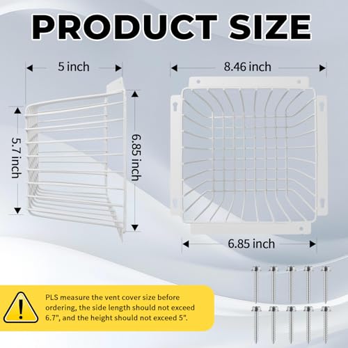 MILIJIA Universal Outside Bird Guard - Stainless Steel Construction Dryer Vent Cover, Fits 3" to 4" Vent Hoods, Prevents Birds, Rodents and Debris from Entering Dryer or Bathroom Exhaust Fan, White by MILIJIA - Used condition - Image 2