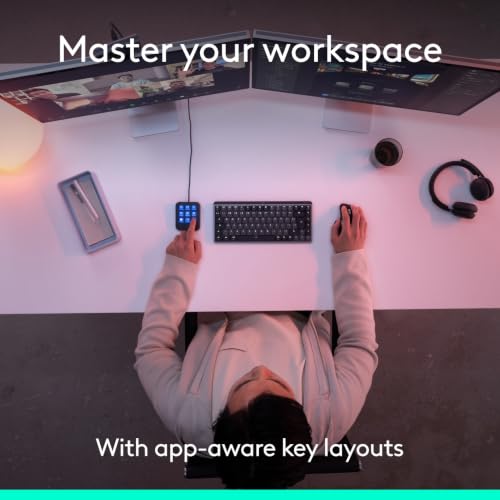 Image of Logitech MX Keypad, Programmable Macro Pad for Developers 9 LCD Keys, App-Aware Profiles for VS Code, GitHub Copilot, IntelliJ, Automation, USB-C, Windows, macOS - Graphite