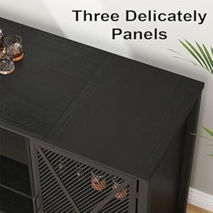 LVB Long Coffee Bar Cabinet with Fridge Space, Modern Wood Metal Large Wine Liquor Cabinet with Rack, Big Wide Sideboard Buffet Cabinet with Drawer Storage for Kitchen Dining Room, Black Oak, 70 Inch LVB Long Coffee Bar Cabinet with Fridge Space Modern Wood Metal Large Wine Liquor Cabinet with Rack Big Wide Sideboard Buffet Cabinet with Drawer Storage for Kitchen Dining Room Black Oak 70 Inch