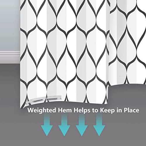 Gelbchu White Grey Fabric 72 X 72 Inch Cloth Shower Curtain, Waterproof Design And Polyester, Quick-Drying, Heavy Duty Shower Curtains Set For Bathroom, Durable And Washable With 12 Metal Hooks #TOP3
