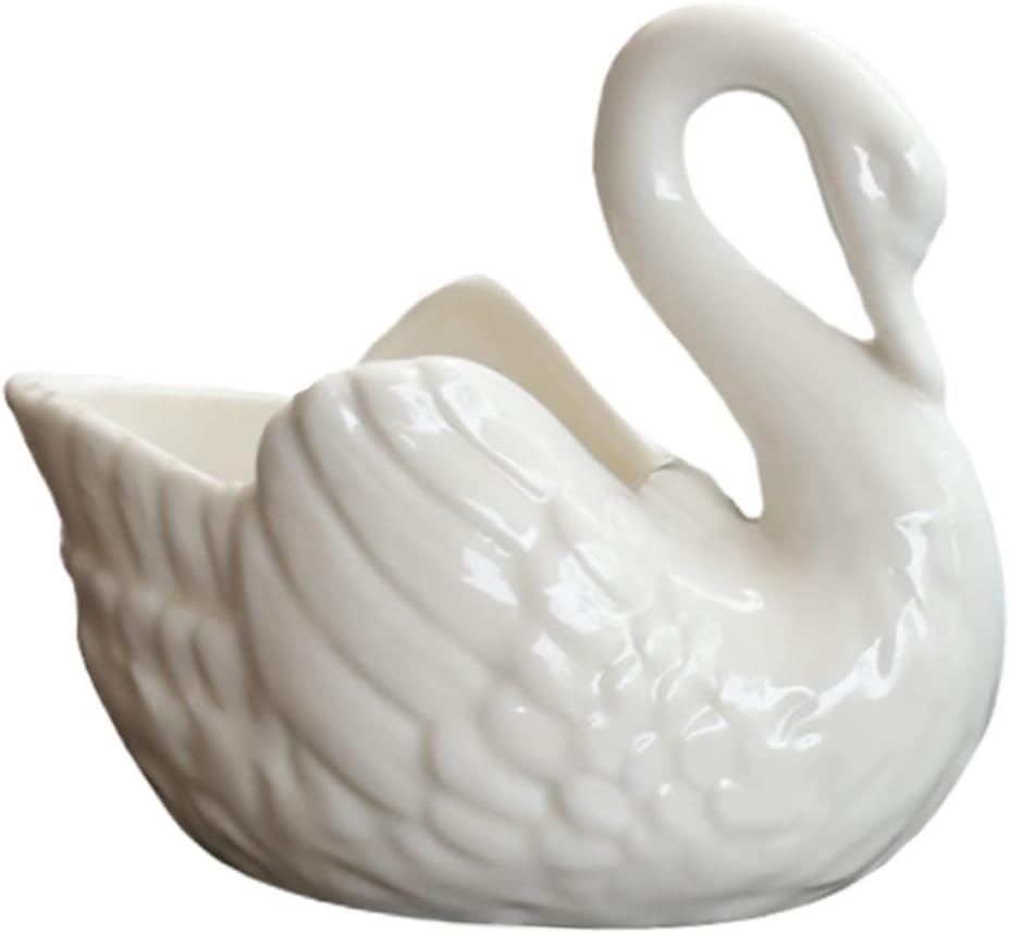 VANZACK Elegant Swan Porcelain Swan Pot Fresh Style for Use for Home Gardening