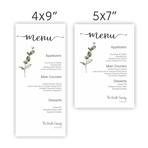 Personalized Printed Wedding Menu, Set of 25 Wedding Menu, Modern Wedding Menu, Simple Menu, Wedding Menu Cards, Dinner Menu Card, Birthday, Shower, Quinceanera, Party, Made in USA - Thumbnail 3