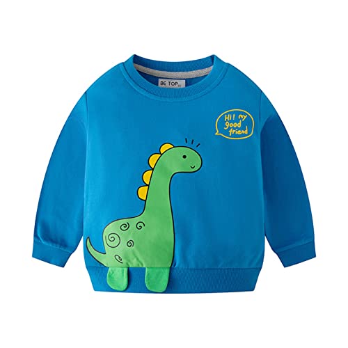 Boy Dinosaur Sweatshirts Toddler Long Sleeve Cotton Pullover Cartoon T-Shirt Sport Top for Kids Girl Fall Clothes