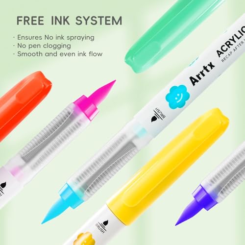 Image of Arrtx 36 Colors Direct Liquid Ink Acrylic Paint Pens for Rock Painting, Brush Tip Acrylic Pen, Acrylic Markers, Waterproof Paint Marker, Art Supplies for Stone, Glass, Egg, Wood, DIY Crafts