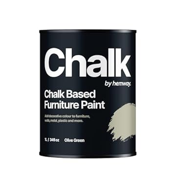 Hemway - Chalk Based Furniture Paint - Olive Green 1 L | Chalky Matt Shabby Chic Finish for Interior & Exterior Home Decor | Quick Dry & All-in-one
