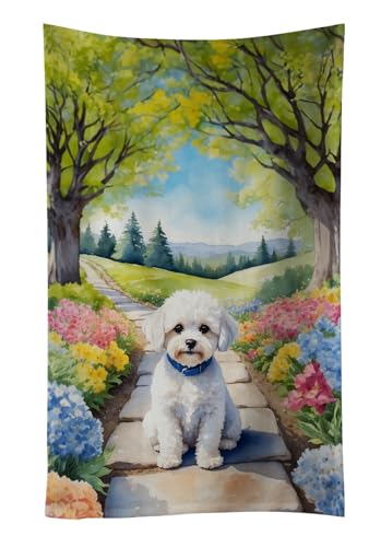 Caroline's Treasures Maltipoo Spring Path Kitchen Towel Dish Cloths Guest Hand Towel Decorative Bathroom Towel for Face,Tea, Dishcloth, Kitchen and Bath
