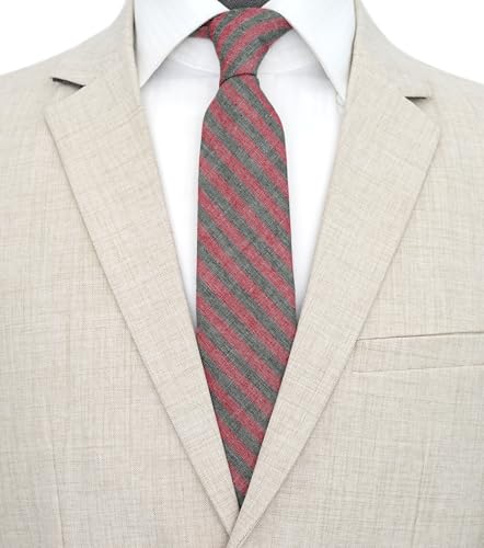Image of BELLUNO Men's 2.5 inch Skinny Solid Cotton Linen Ties