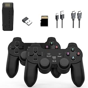 Tihokile M8 Retro Consola de Juegos Inalámbrica, Game Stick de Videojuego Plug and Play, Más de 20,000 Juegos Incorporados, con Controlador Retro Inalámbrico 2.4G, 9 Emuladores, Salida HDMI 64G 4K