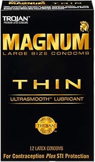 Trojan Magnum Thin Large Size Lubricated Condoms - 12 Count