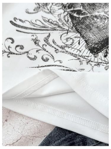 Girl's Y2K Gothic Graphic Tees Color Block Short Sleeve T Shirt Crew Neck Fitted Tee Tops4