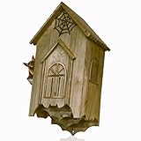 Wooden Castle Bat House with Gatehouse/Tower/Curtain Wall Design, Large Ventilated 2/3 Chamber Bat Box, Ideal for Outdoor Bat Attraction, Easy to Hang (Brown, Gatehouse - 3 Chamber)