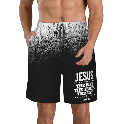 Jesus The Way The Truth The Life John 14:6 Men's Swim Trunks Swim Shorts Board Shorts Swimsuit Men's Beach Shorts
