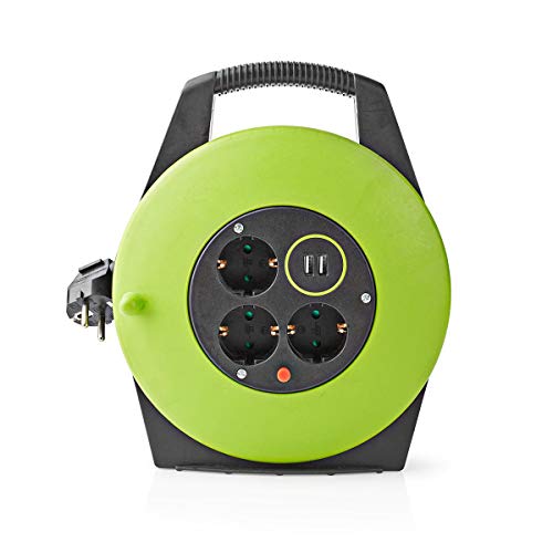 Carrete de cable Schuko 10.0m de 3000W con cable 3G1.5mm² para prolongación eléctrica