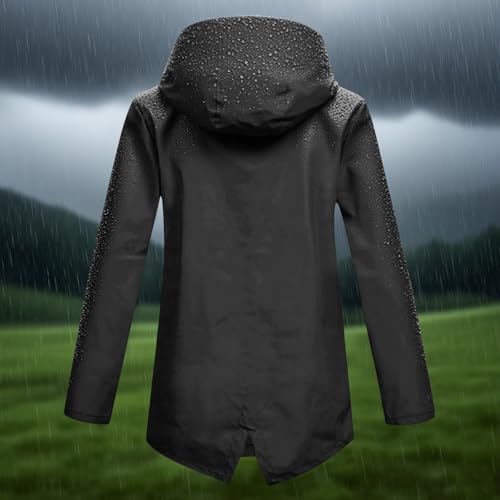 Fashion Hooded Rain Jacket for Women Lightweight Outdoor Hiking Camping Raincoat with Pocket Waterproof Windbreaker4