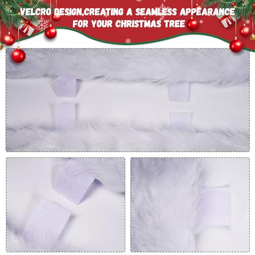 Christmas Tree Skirt White, 48 Inch Soft Faux Fur Xmas Tree Skirts, Large Luxury Velvet Plush Christmas Trees Decoration, White Ornaments for Christmas Holiday Party Indoor Party Home Decor - image 5
