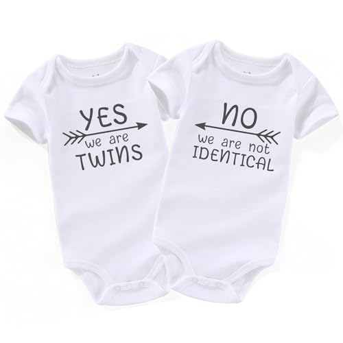 Image of AIZFFZY Funny Twin Girls boy Baby Clothes Twins Essentials Bodysuits White