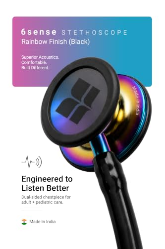 Image of Knya 6sense Stethoscope for Doctors & Residents | Tunable Diaphragm | Dual-Head Chest Piece for Adult & Pediatric Use | Lightweight Stainless Steel | Latex-Free Tubing | Soft-Seal Ear Tips | Premium Gift Box | for Medical Students (Rainbow)
