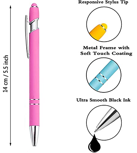 Xccj 15 Pieces Ballpoint Pens With Stylus Tip, Metal Pen Stylus For Touch Screens, Black Ink Ballpoint Pen Colorful For Office School Stationery Supplies #TOP2