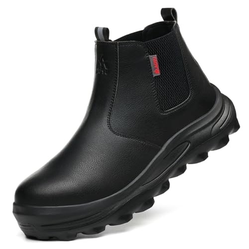 KAIDISEN Slip On Steel Toe Work Boots for Men Women Lightweight Non-Slip