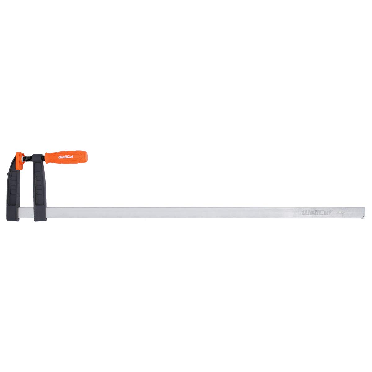 WellCut Bar Clamps 120x800mm Professional Wood Working F Clamps Quick Slide Bar Heavy Duty Steel C45 Anti-Slip Grip Anti-Scratch Clamping Force 320 kg