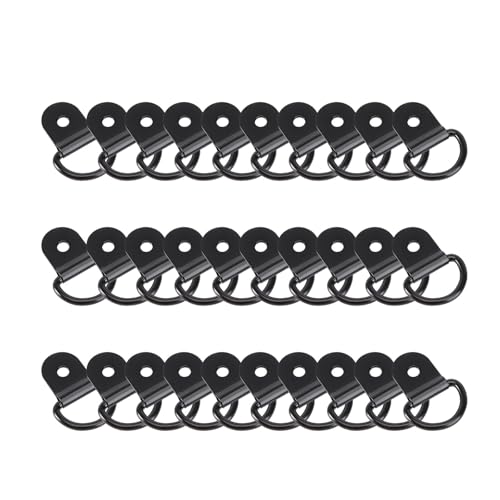 Image of Cabilock Black Hangers Metal Hangers 30pcs Hanging Photo D Ring Hooks Metal Black Photo Picture Single Hole Wall Art Picture Heavy Duty Clothes Rack