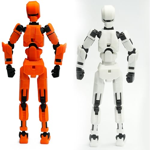 Image of Dummy 13 Action Figure Robot | Fully Articulated 3D Printed Robot Toy | 5.4-inch Collectible Figurine | Matte Finish | Unassembeled | Combo of 2 (Orange-Black+White-Black)