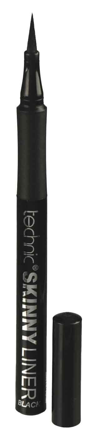 Technic Skinny Felt Tip Liquid Eyeliner - Black Precision Tip & Soft Grip Pen For Long Lasting, Quick Flick Natural or Statement Looks - Suitable for Beginners - 1.5ml