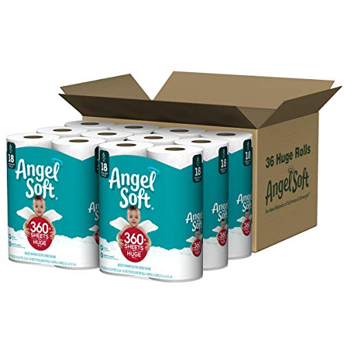 ANGEL SOFT Toilet Paper Bath Tissue, 36 Huge Rolls, 360+ 2-Ply Sheets Per Roll