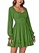 KIFOVEN Women's Lantern Long Sleeve Smocked Wrap Tiered Ruffle Flowy A Line Short Mini Dress Grass Green X-Small