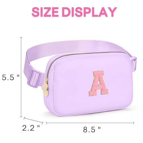Image of mibasies Initial Fanny Pack for Girls, Birthday Gifts for 4 5 6 7 8 9 10 11 12 13 Teen Girl - Cute Personalized Trend Stuff - Lavender A