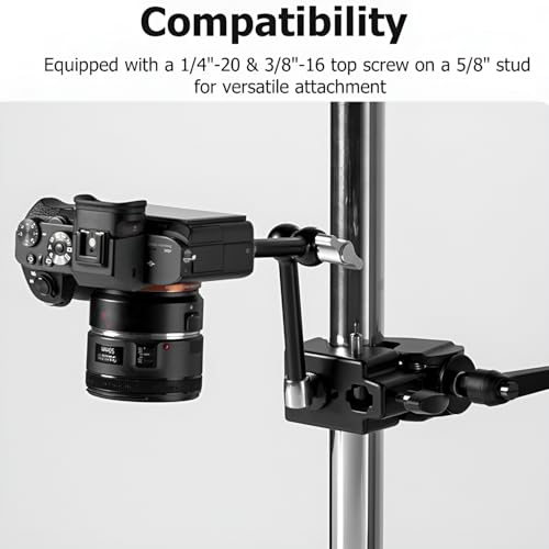 BOLLUMA Super Abrazadera con Perno de 1/4 "y 3/8" para cámaras, luz estroboscópica de Flash, Paraguas, Soporte de luz, estantes, Placa de Vidrio, Barra Transversal, Accesorios de Audio de Video - imagen 2