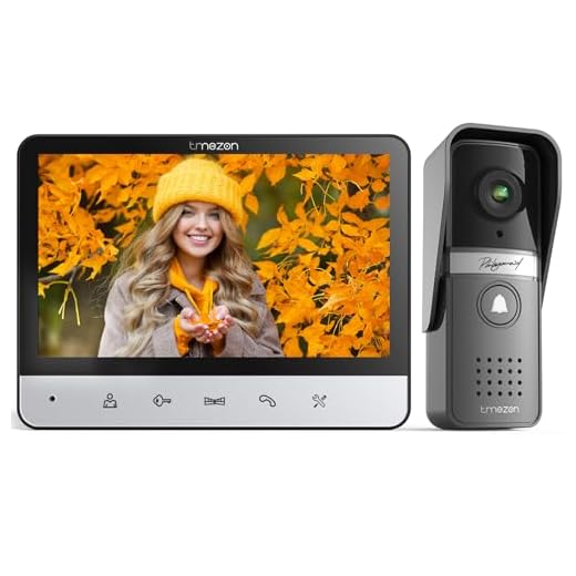 TMEZON Video Türsprechanlage 4-Draht,Türsprechanlage mit Kamera,7" Monitor mit kabelgebundener Türklingel, Nachtsichtgerät,Live-Ansicht und Konversation,Entsperren durch Monitor,16 Klingeltöne