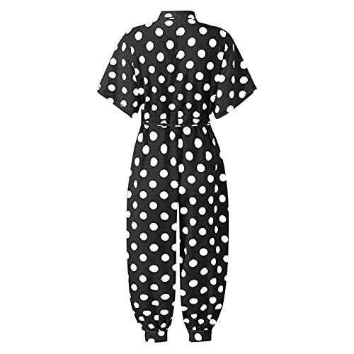 Aazjss Jumpsuits For Women Dressy Loose Fit Polkadot Formal Elegant Evening Party Wedding Guest Sexy Rompers Black Xx-Large #TOP3